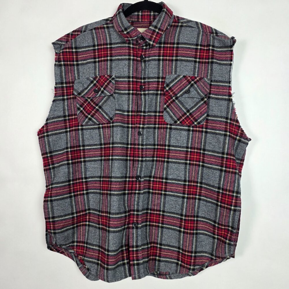 Fear Of God Second Collection Plaid Flannel Mens Medium Sleeveless Button Shirt